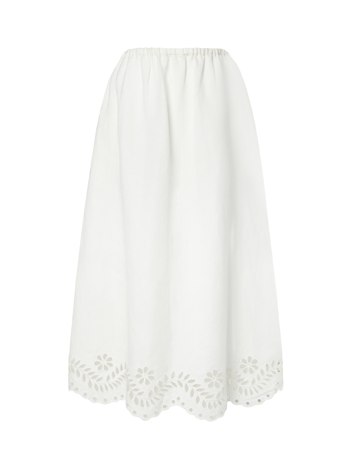 Product image 5 of 5, which shows Malina Chara Broderie Anglaise Maxi Skirt, White, 6