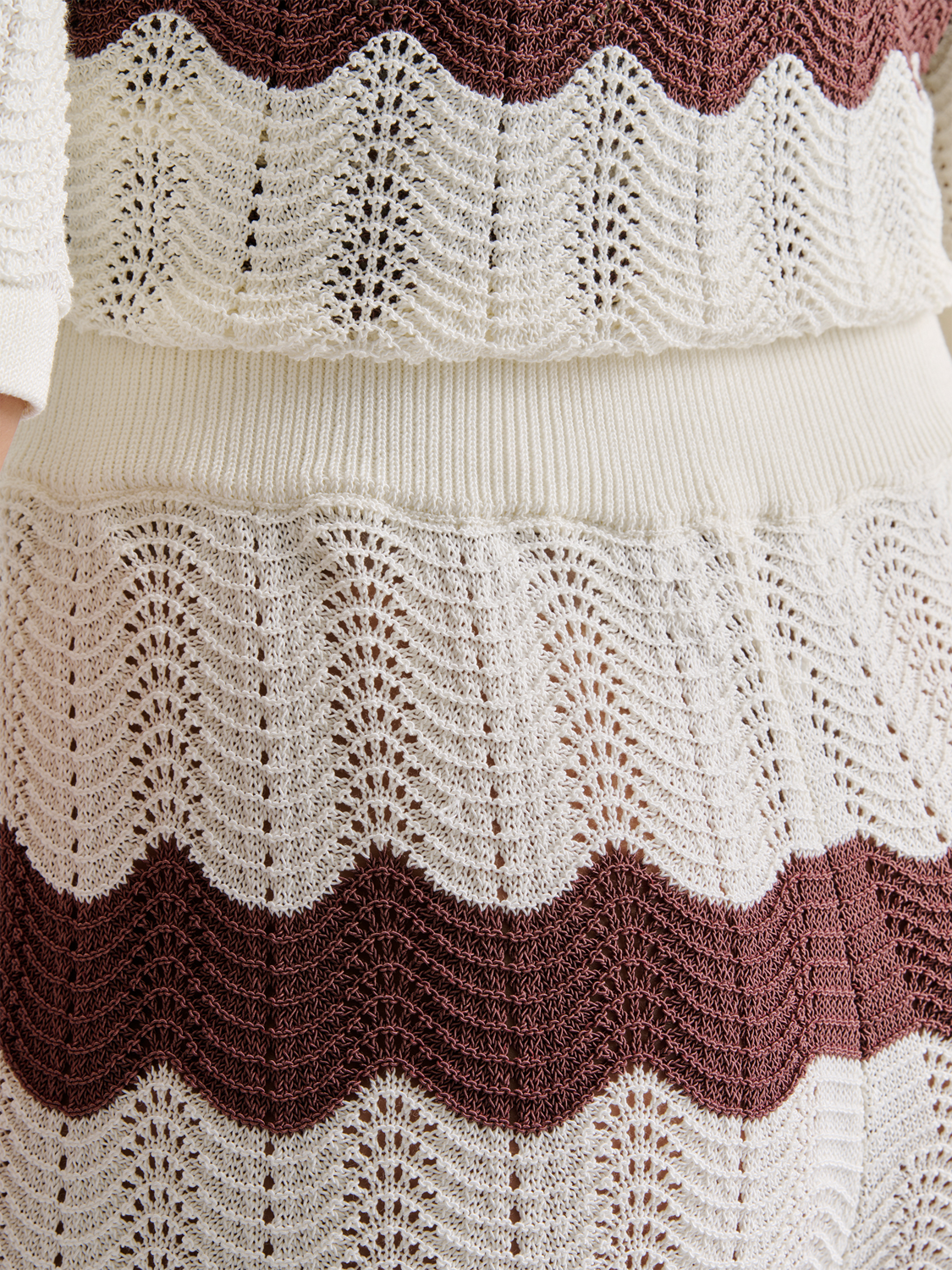 Product image 3 of 5, which shows Malina Keily Chevron Stripe Knit Trousers, Brown/White, XS