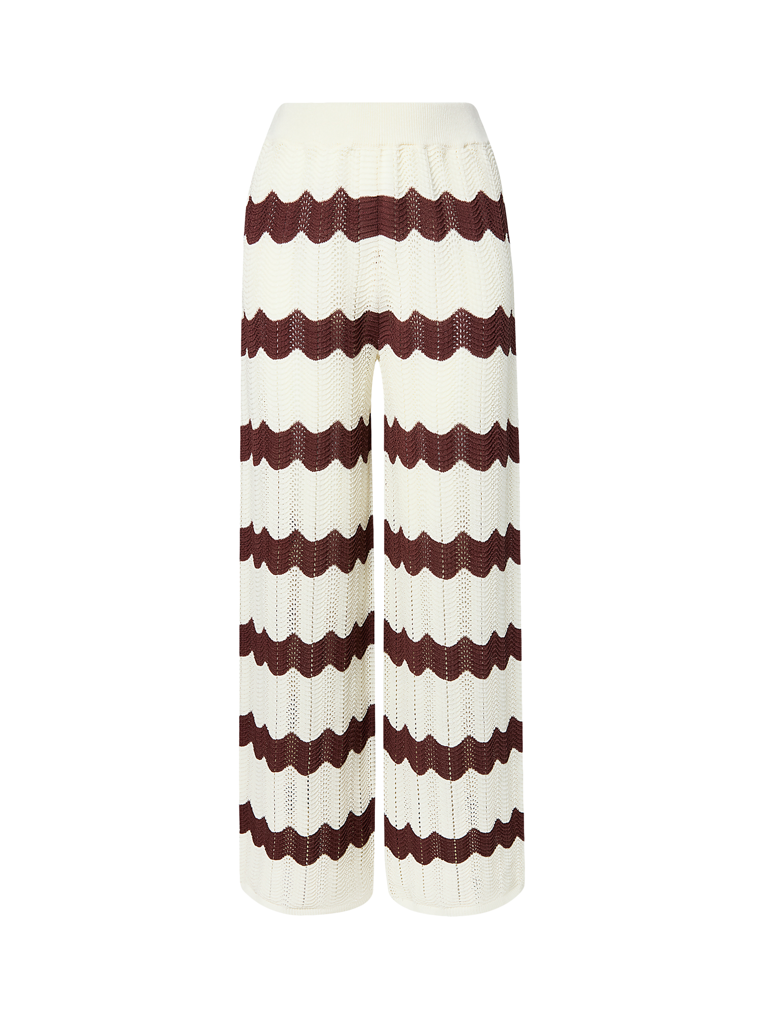 Product image 5 of 5, which shows Malina Keily Chevron Stripe Knit Trousers, Brown/White, XS