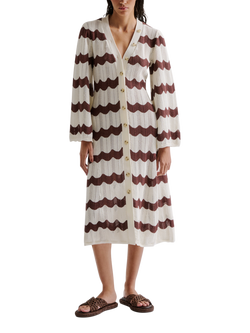 Malina Isobel Chevron Stripe Knit Dress, Brown/White, Brown/White