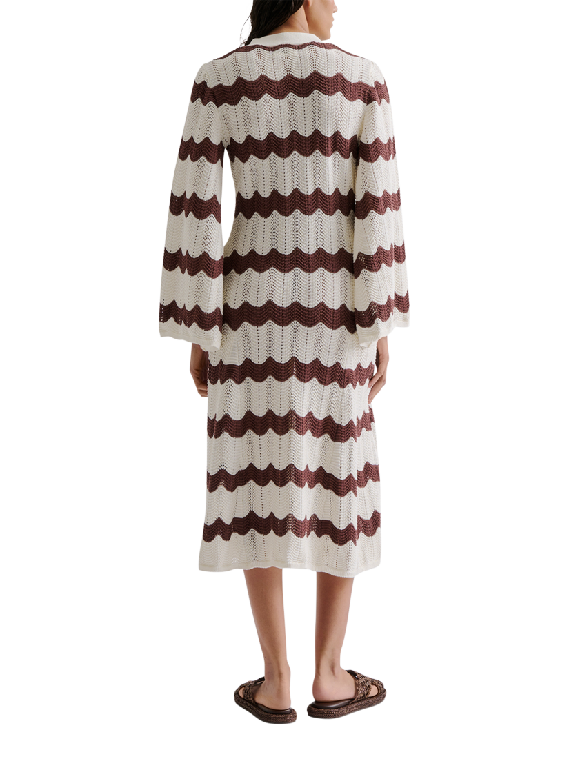 Product image 2 of 4, which shows Malina Isobel Chevron Stripe Knit Dress, Brown/White, XXS