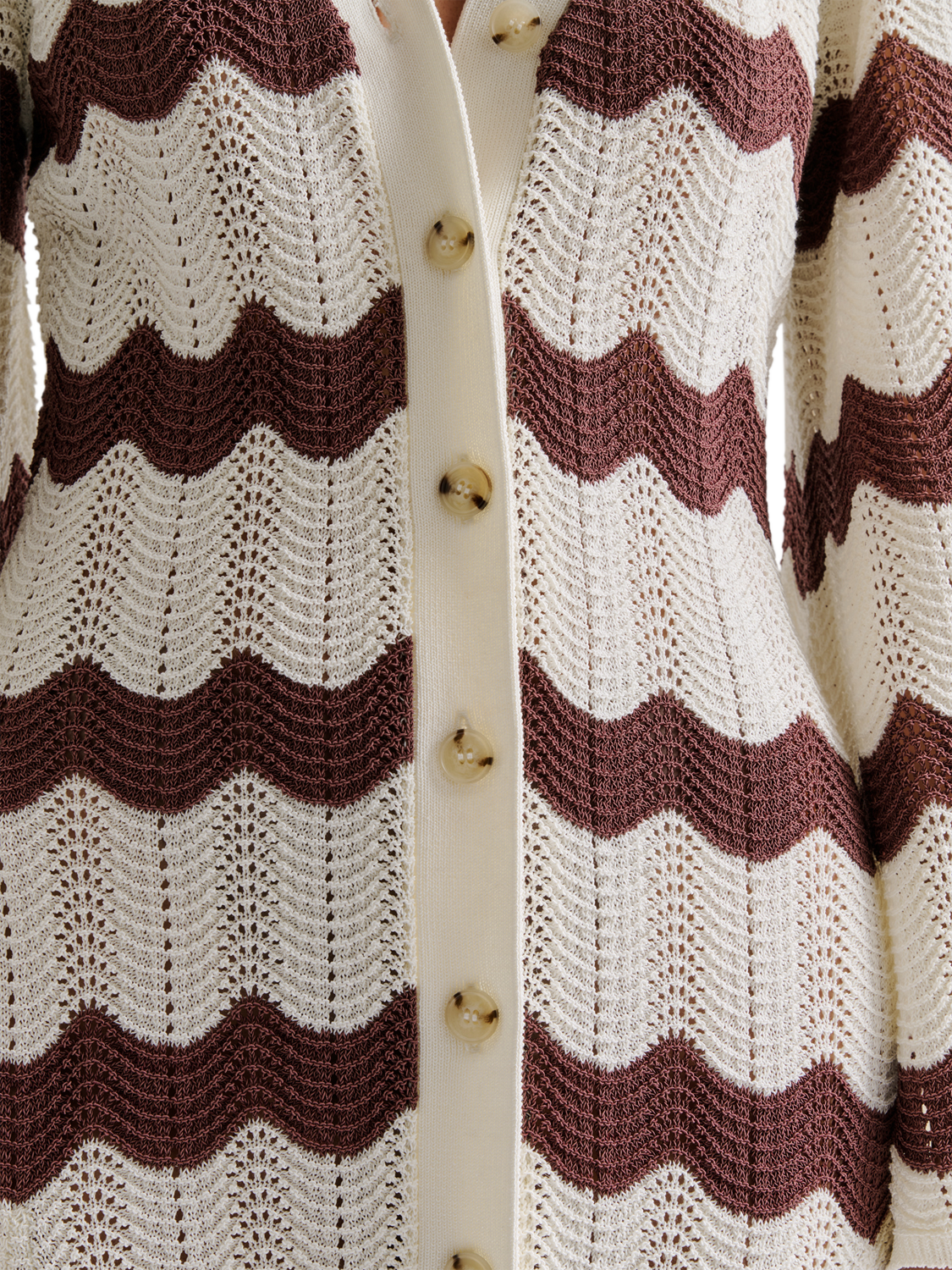 Product image 3 of 4, which shows Malina Isobel Chevron Stripe Knit Dress, Brown/White, XXS
