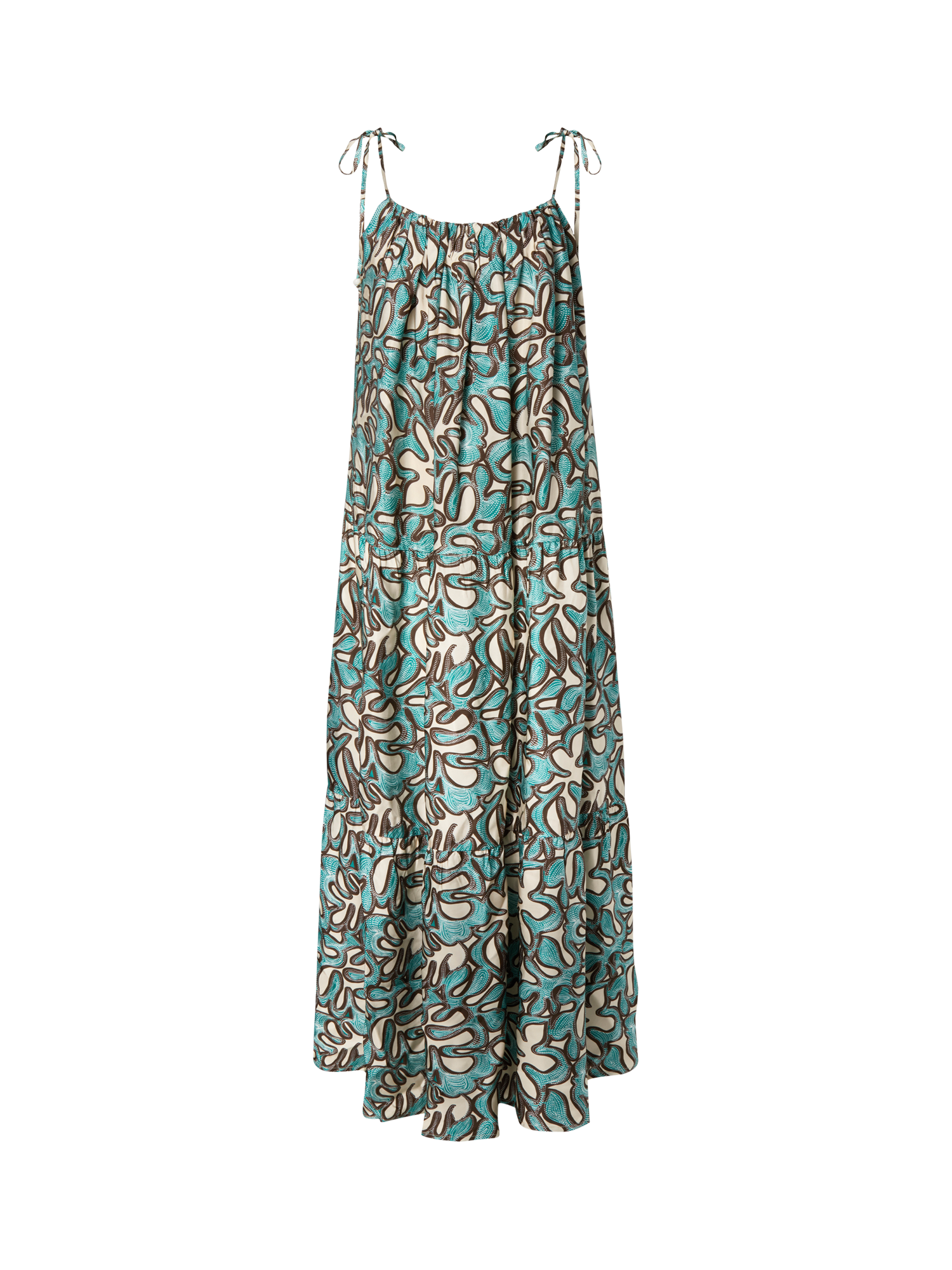 Product image 4 of 4, which shows Malina Mare Abstract Ruched Neck Maxi Dress, Ocean Corals, 6