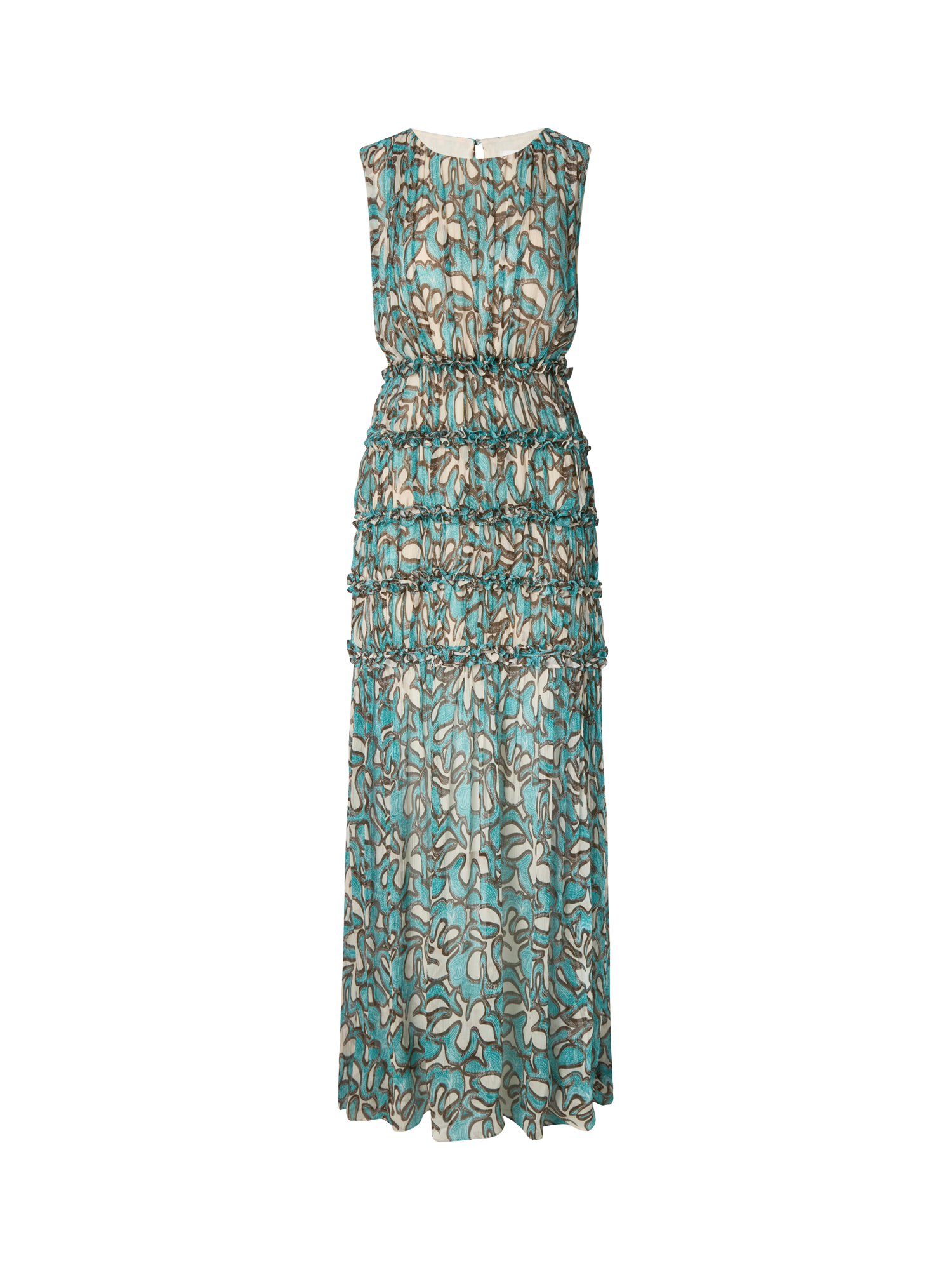 Product image 3 of 3, which shows Malina Raquel Abstract Pure Silk Dress, Ocean Corals, 8