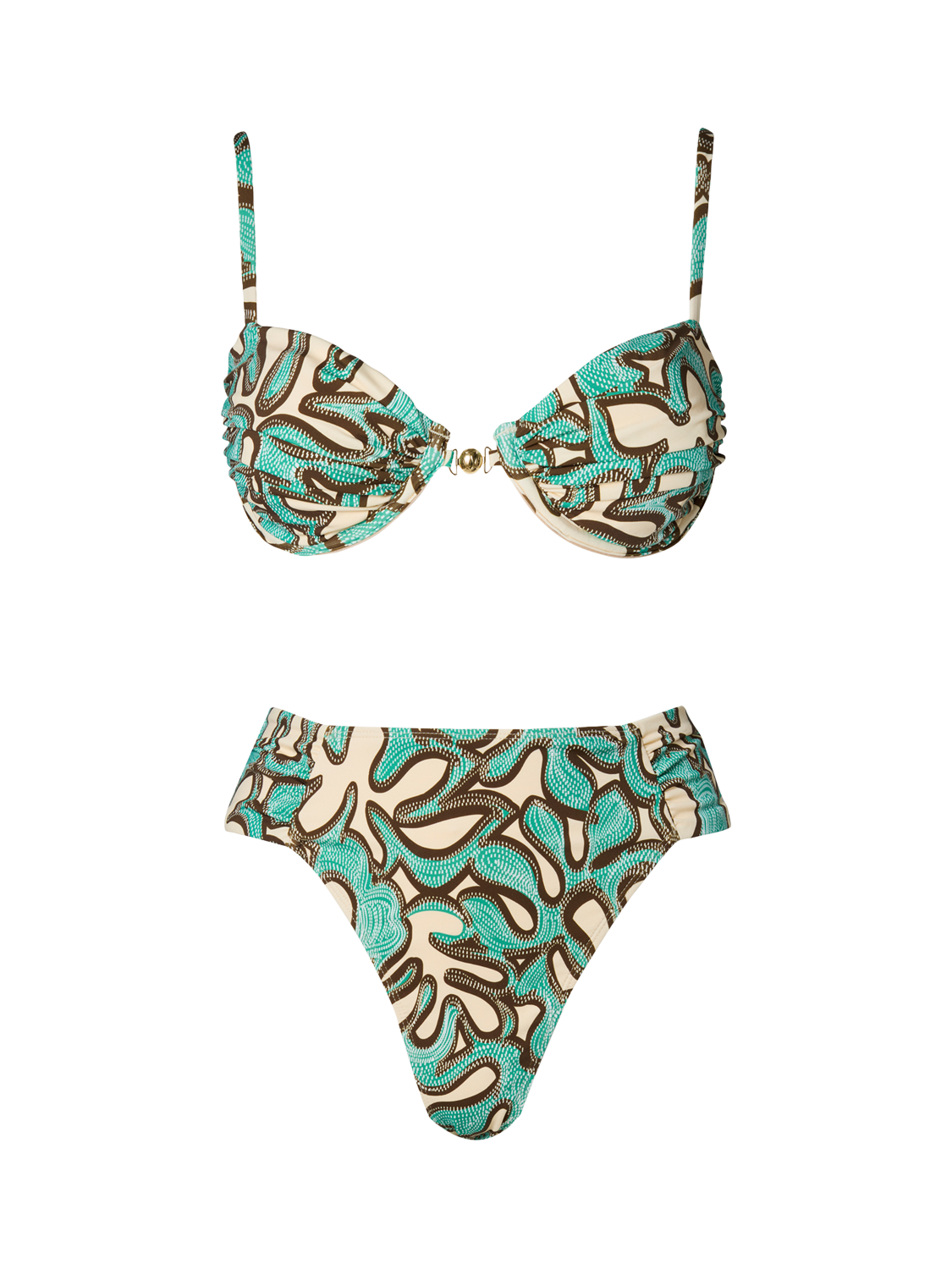 Product image 5 of 5, which shows Malina Tovere Abstract Bikini Top, Ocean Corals, XS