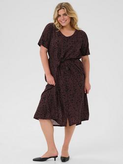 KAFFE Curve KCbella Floral Fit And Flare V-Neck Midi Dress, Multi