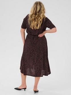 KAFFE Curve KCbella Floral Fit And Flare V-Neck Midi Dress - view 2, Multi