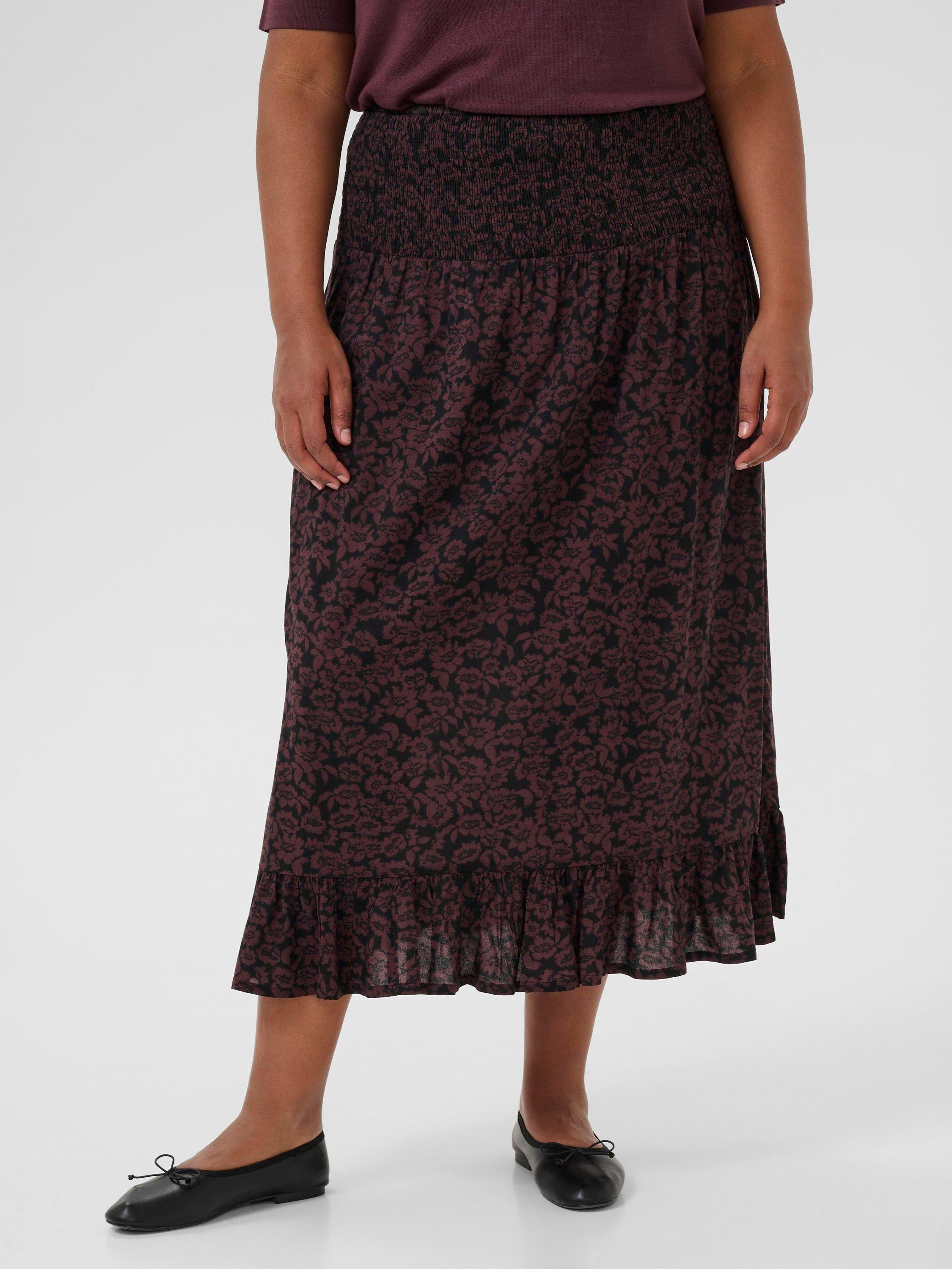 Product image 1 of 6, which shows KAFFE KCbella Floral Patterned Tiered A-Line Midi Skirt, Multi, S