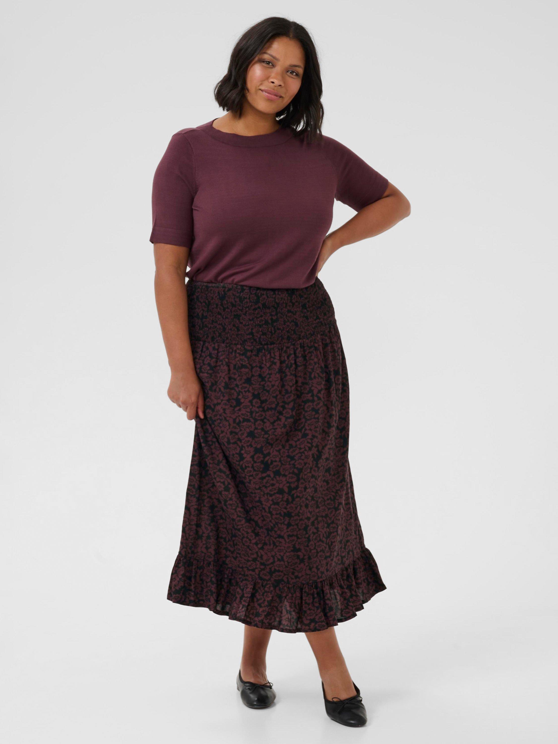 Product image 3 of 6, which shows KAFFE KCbella Floral Patterned Tiered A-Line Midi Skirt, Multi, S