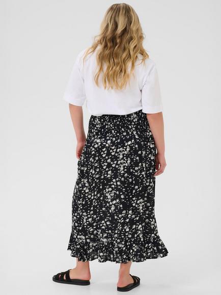 KAFFE Curve KCbella Abstract Patterned A-Line Midi Skirt - view 2, Black/Multi