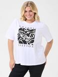 KAFFE Curve KCviva Round Neck Cotton Graphic T-Shirt