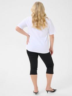 KAFFE Curve KCviva Round Neck Cotton Graphic T-Shirt - view 2, White/Multi