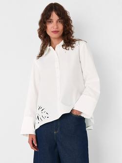 Whistles Embroidered Leaf Long Sleeve Shirt, White, White