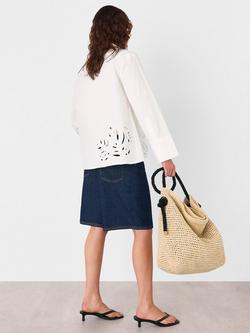 Whistles Embroidered Leaf Long Sleeve Shirt, White - view 2, White