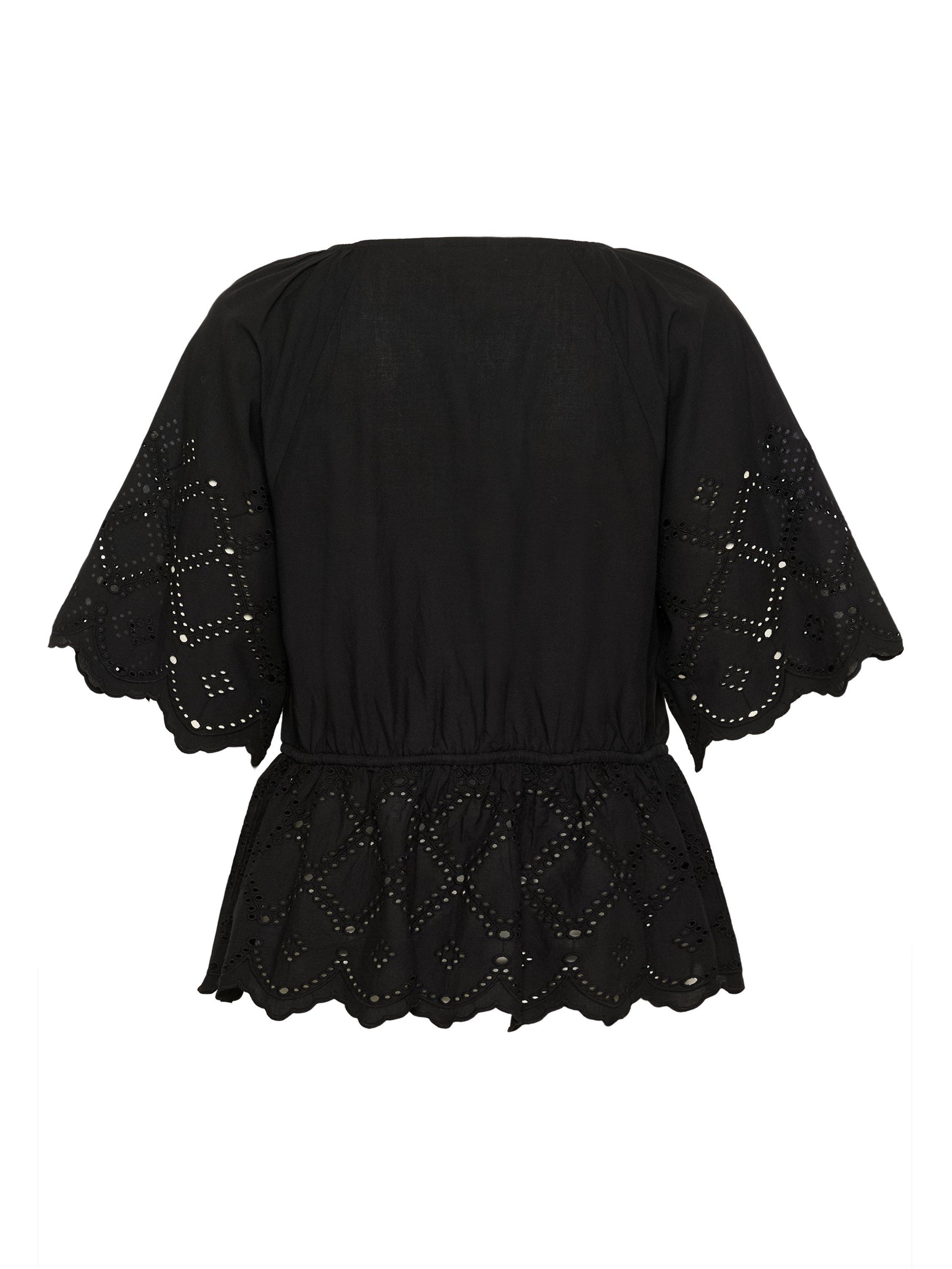 Product image 6 of 6, which shows Part Two Rosalie Tie Waist Scallop Edge Top, Black, 8