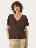 Part Two Riona Loose Fit Linen Rich T-Shirt, Mid Brown