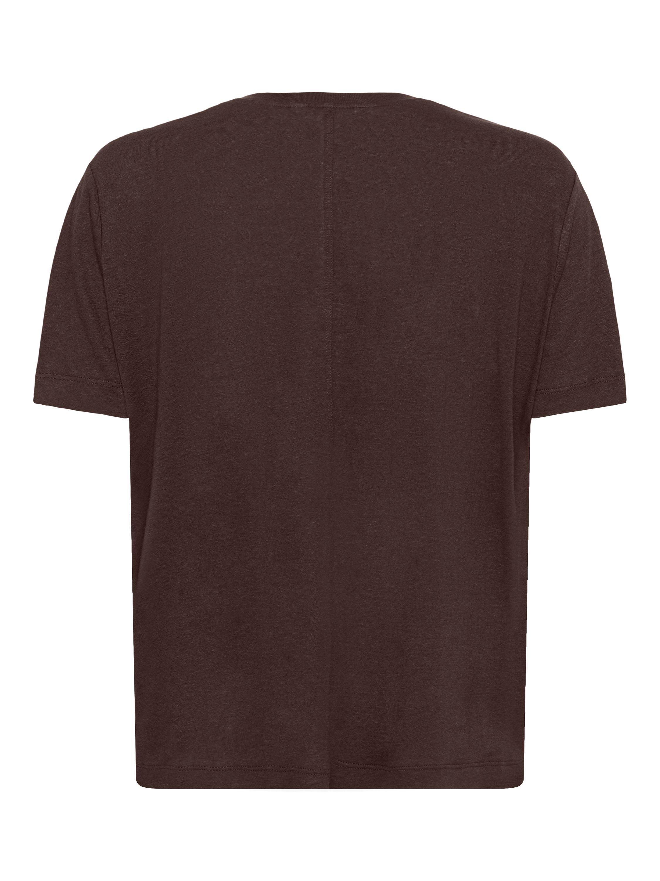 Product image 6 of 6, which shows Part Two Riona Loose Fit Linen Rich T-Shirt, Mid Brown, XS