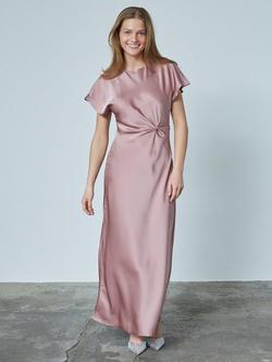 Sisters Point Gista Gathered Detail Midi Dress, Mid Pink, Mid Pink