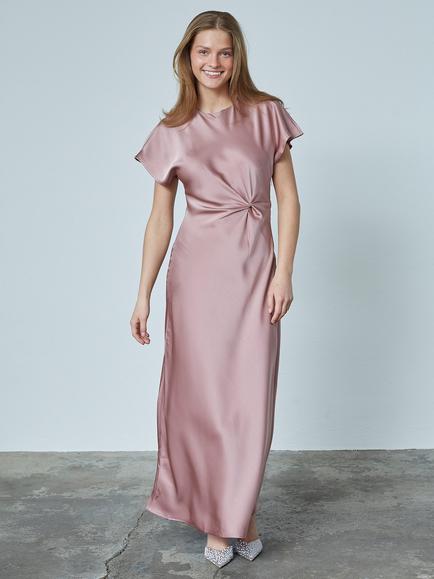Sisters Point Gista Gathered Detail Midi Dress, Mid Pink, Mid Pink
