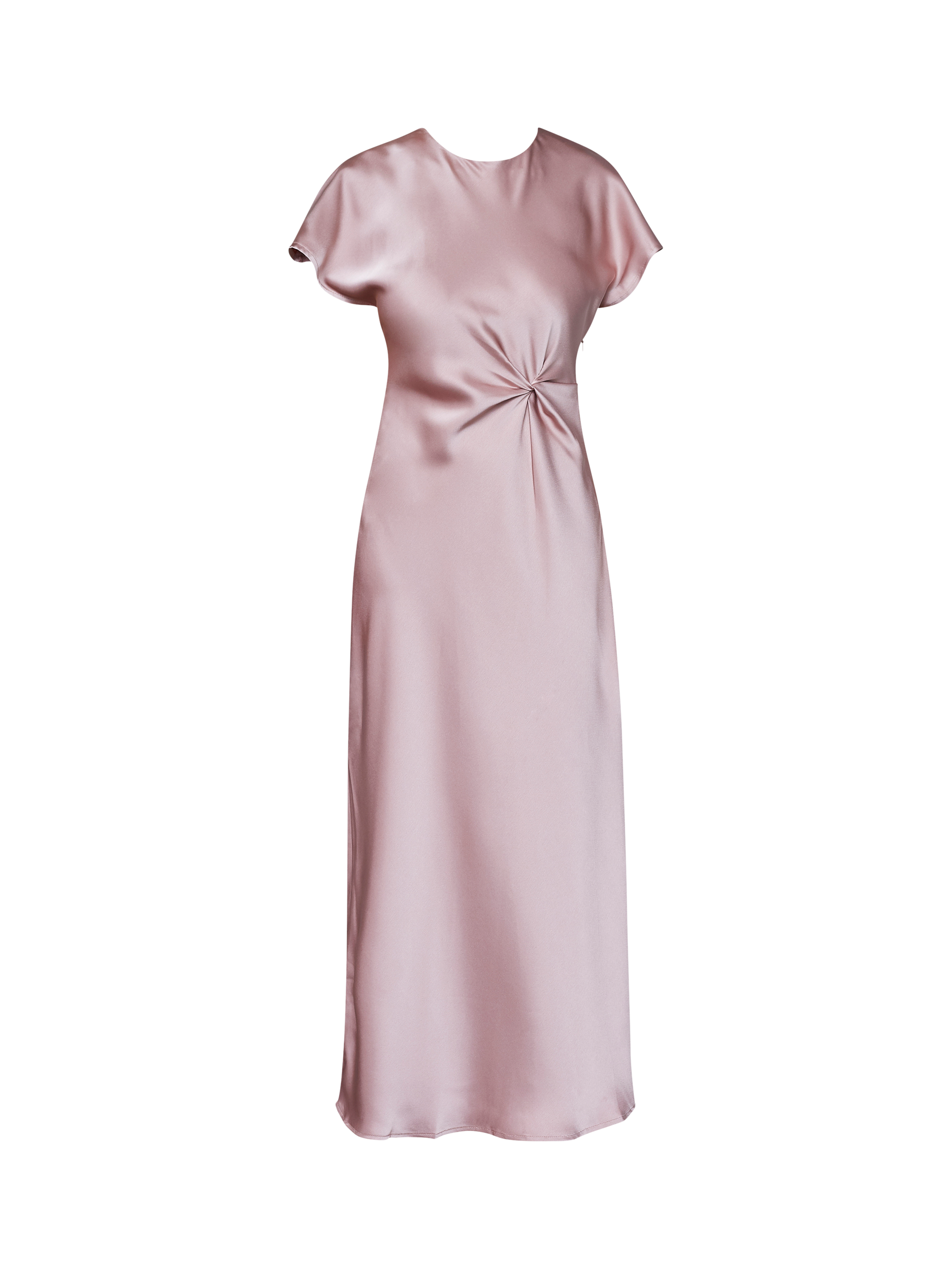 Product image 3 of 4, which shows Sisters Point Gista Gathered Detail Midi Dress, Mid Pink, XS