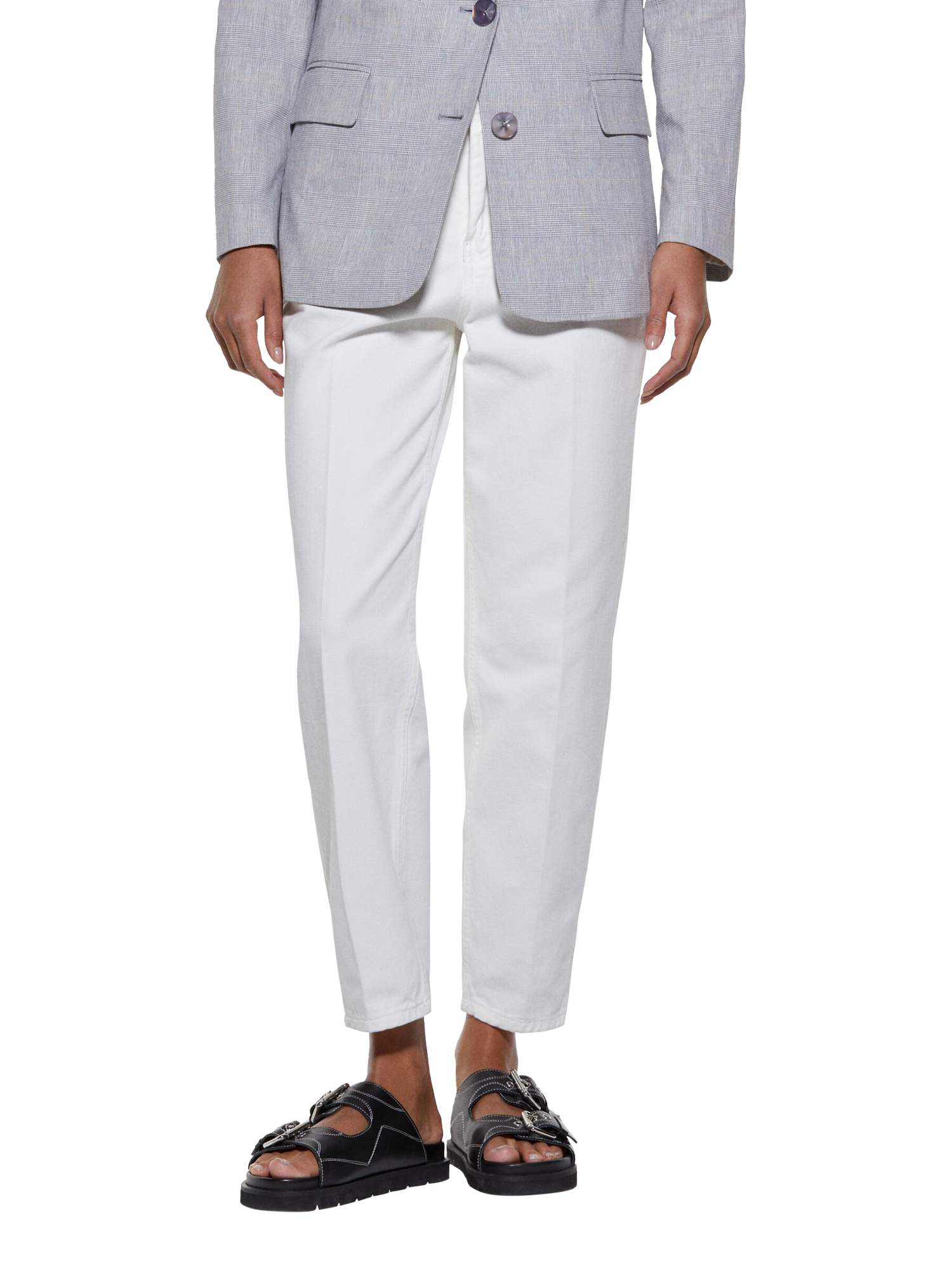 Product image 1 of 6, which shows SISLEY Mid Rise Mom Jeans, White, 26R