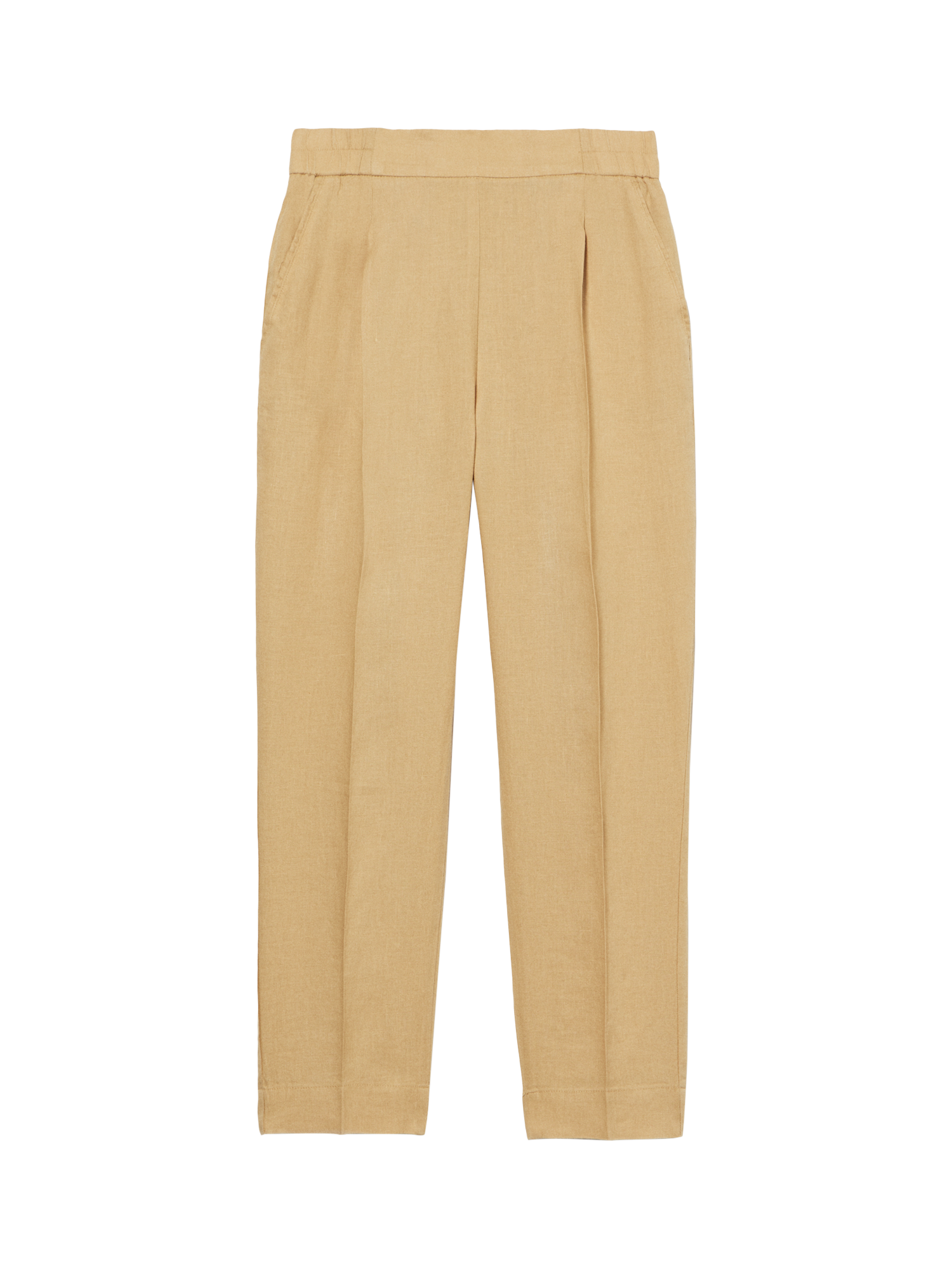 Product image 5 of 5, which shows SISLEY Pleat Ankle Grazer Pure Linen Trousers, Mustard, 8