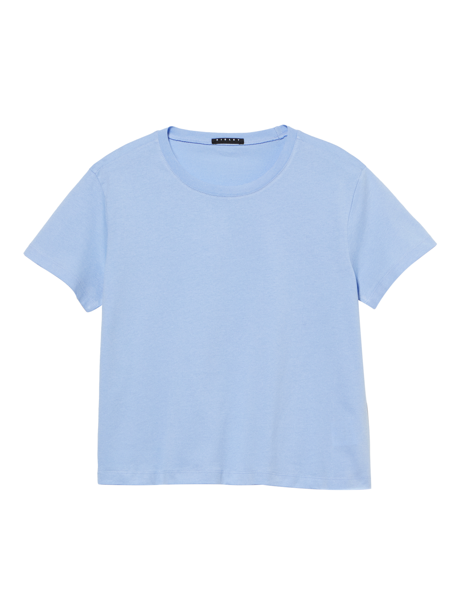 SISLEY Crew Neck Boxy Fit T-Shirt, Light Blue
