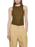 SISLEY Rib Knit Tank Top, Military Green