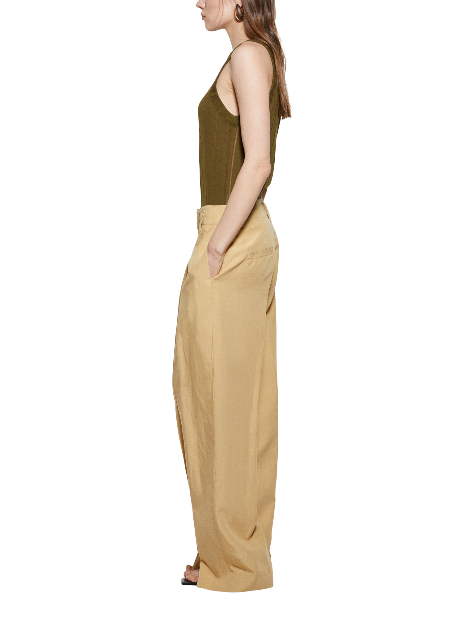 Product image 4 of 5, which shows SISLEY Rib Knit Tank Top, Military Green, XS