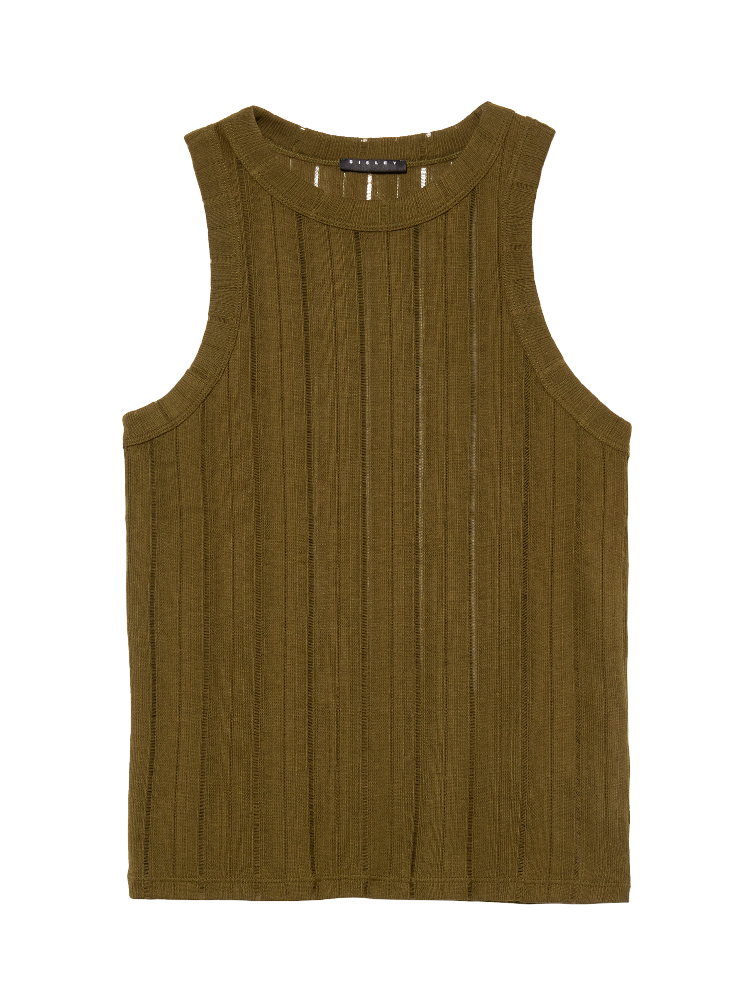 Product image 5 of 5, which shows SISLEY Rib Knit Tank Top, Military Green, XS