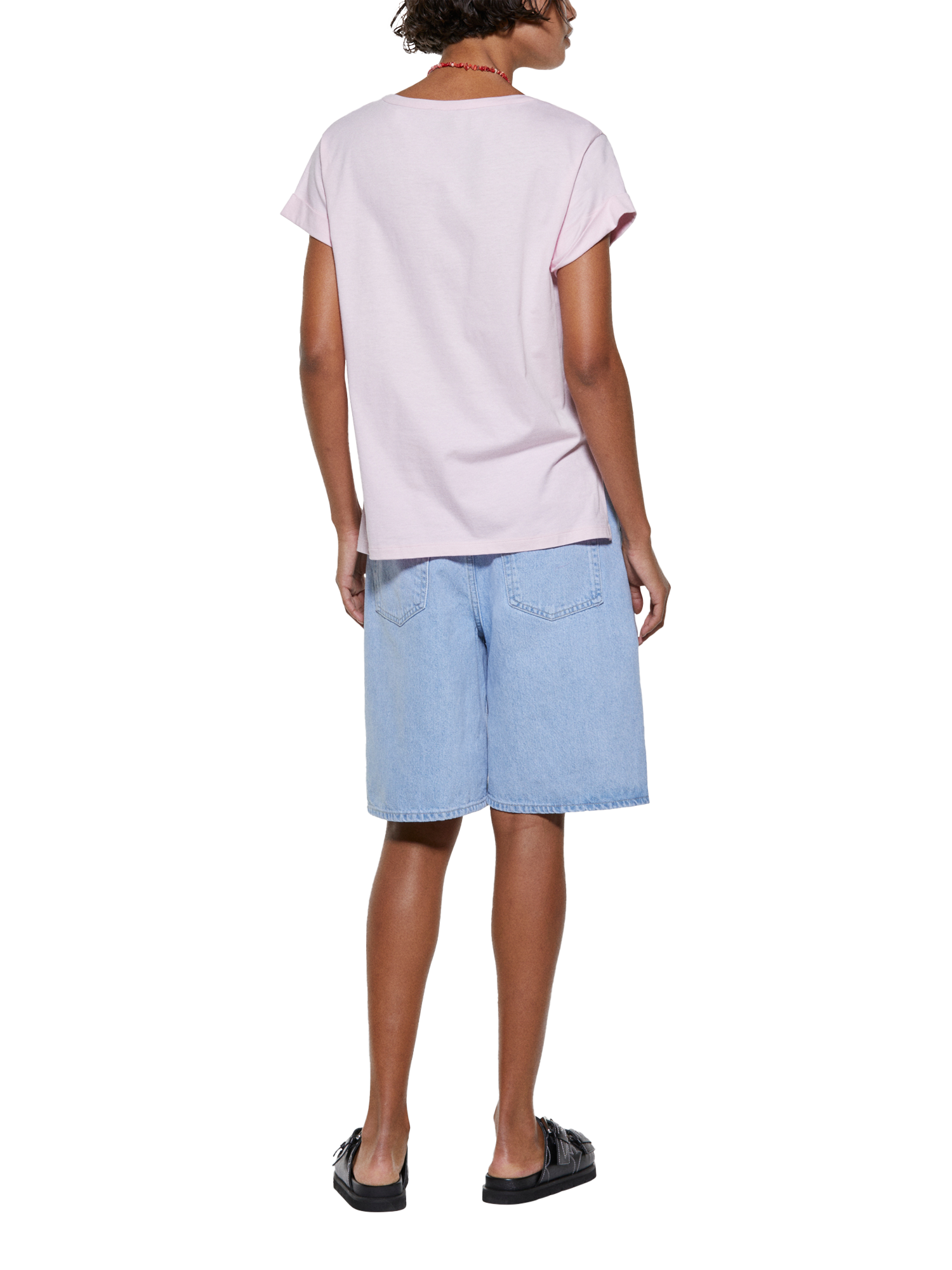 Product image 2 of 5, which shows SISLEY Cotton Pocket T-Shirt, Mid Pink, XS