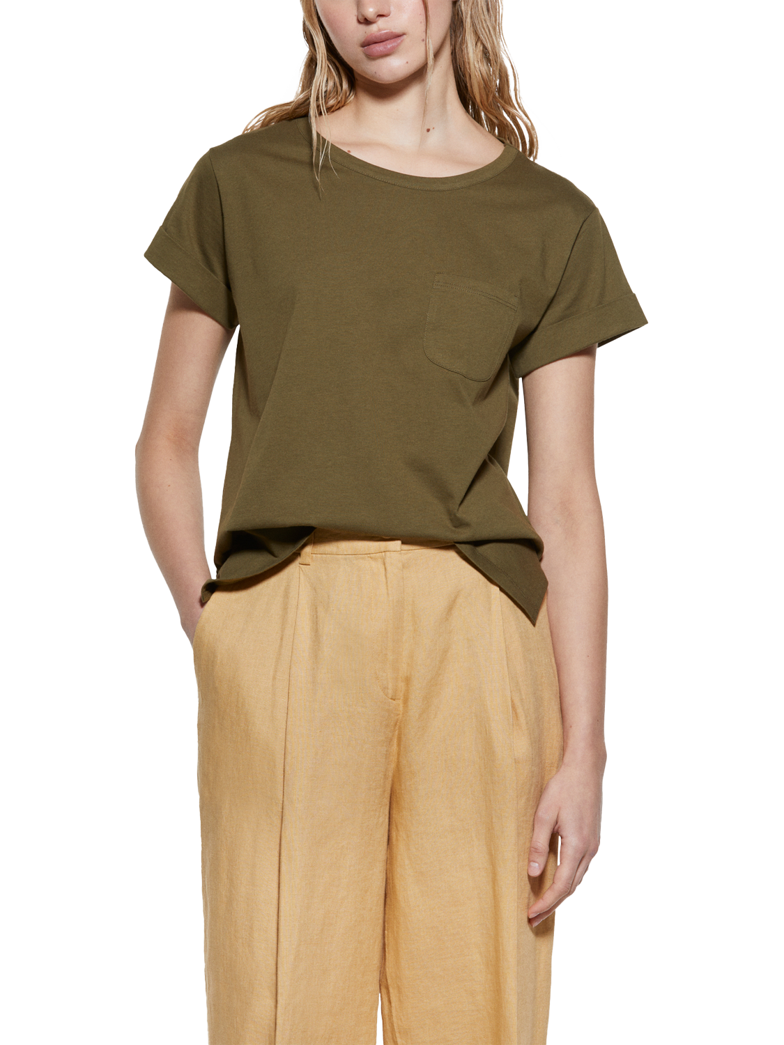 Product image 1 of 5, which shows SISLEY Patch Pocket T-Shirt, Green, M