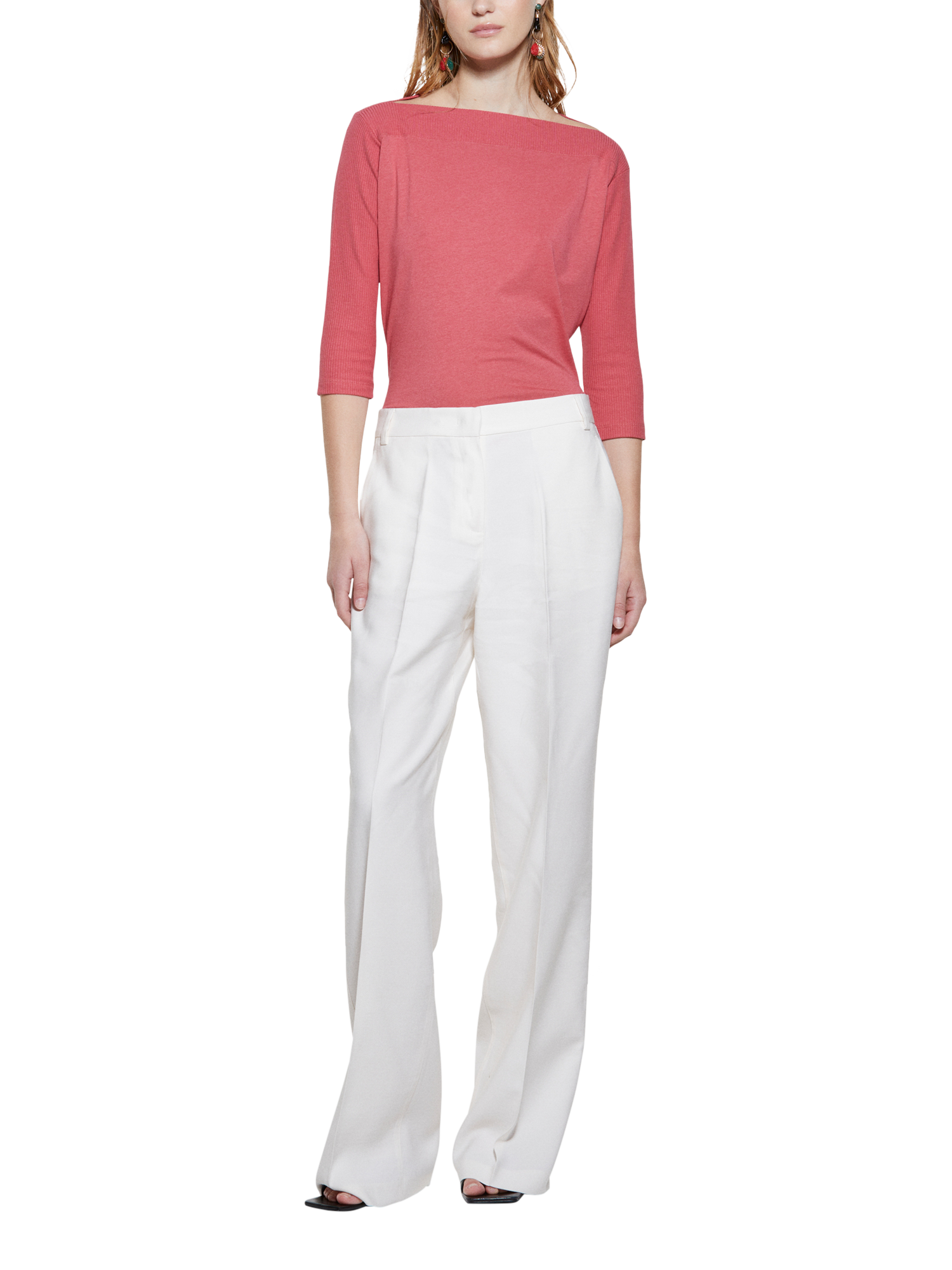 Product image 3 of 5, which shows SISLEY Boat Neck Jersey Top, Red, XS