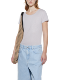 SISLEY Round Neck Raw Hem T-Shirt, Grey