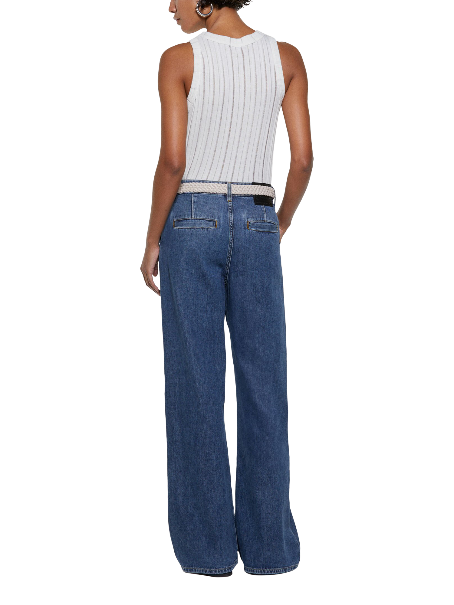Product image 2 of 5, which shows SISLEY Rib Knit Tank Top, White, XS