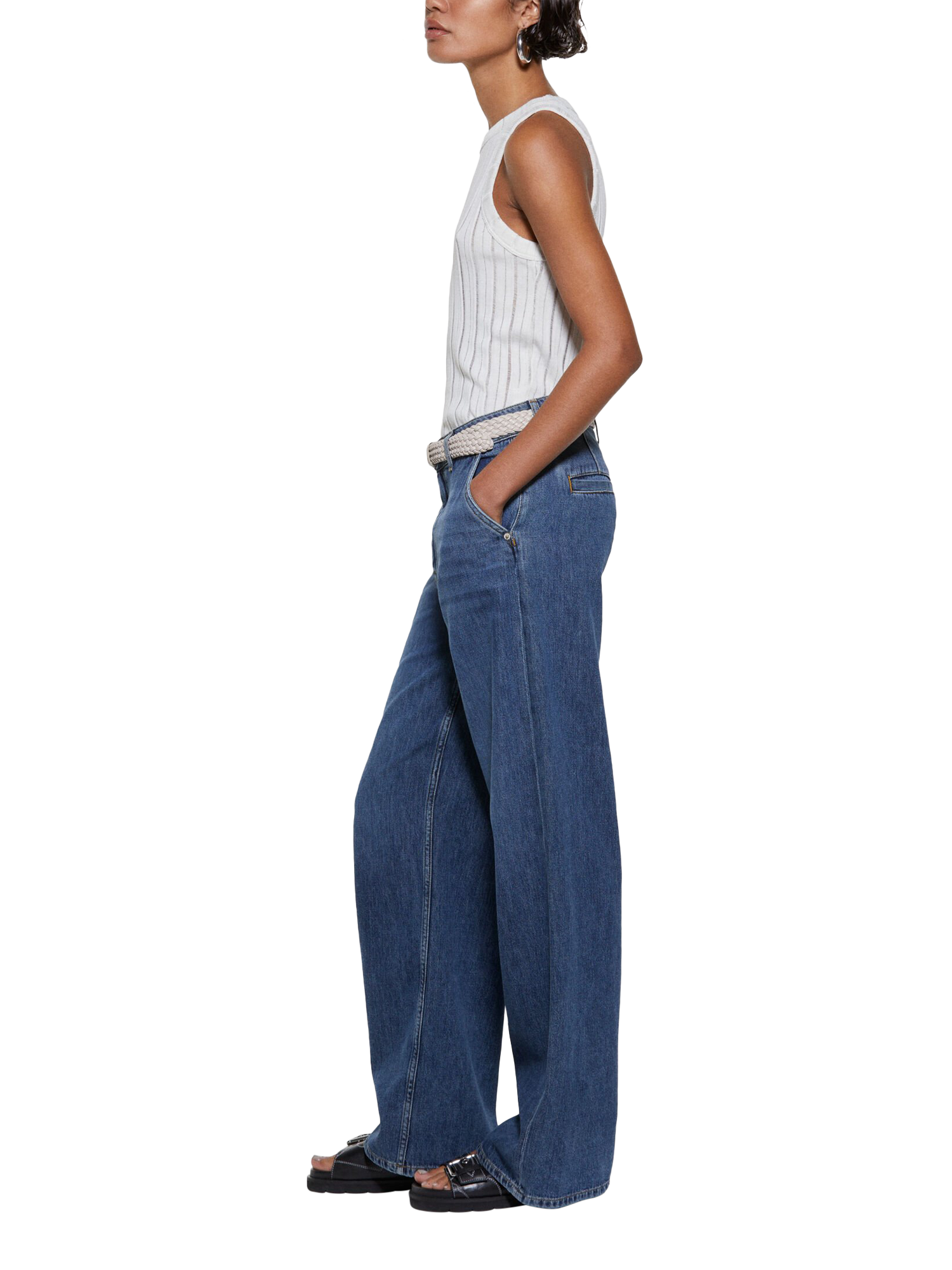 Product image 4 of 5, which shows SISLEY Rib Knit Tank Top, White, XS