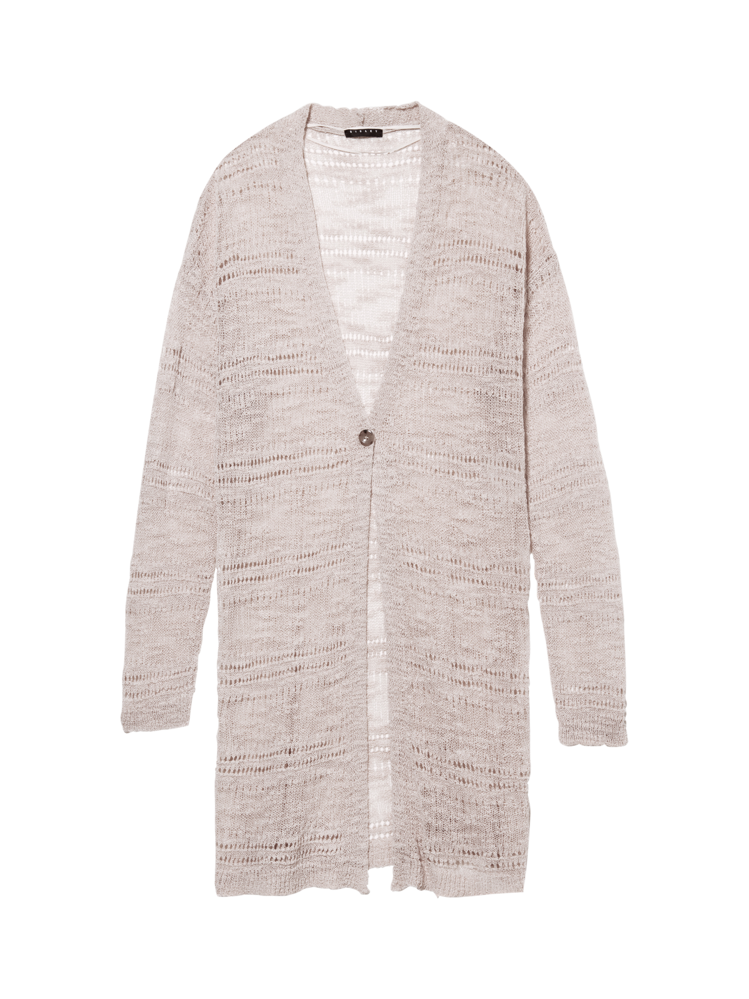 Product image 5 of 5, which shows SISLEY Textured Longline Cardigan, Beige, XS