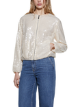 SISLEY Sequin Bomber Jacket, Beige