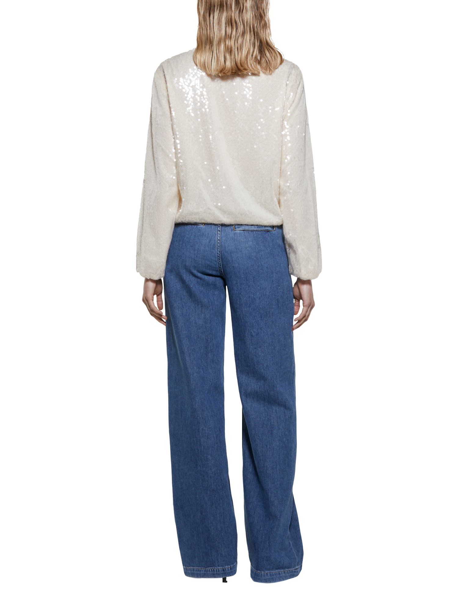Product image 2 of 5, which shows SISLEY Sequin Bomber Jacket, Beige, XS