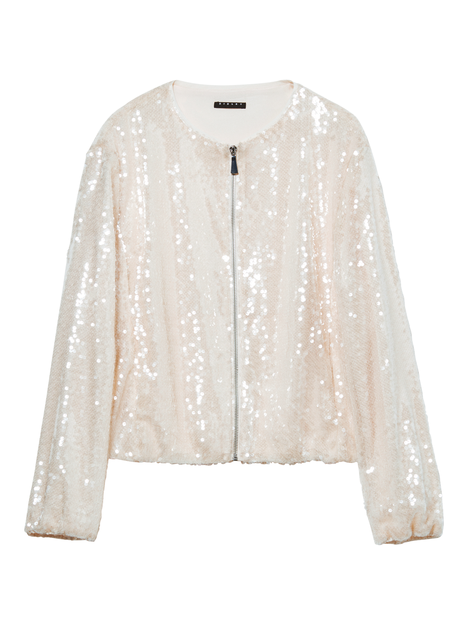 Product image 5 of 5, which shows SISLEY Sequin Bomber Jacket, Beige, XS