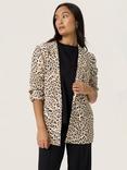 Soaked In Luxury Shirley Leopard Print Three Quarter Sleeve Blazer