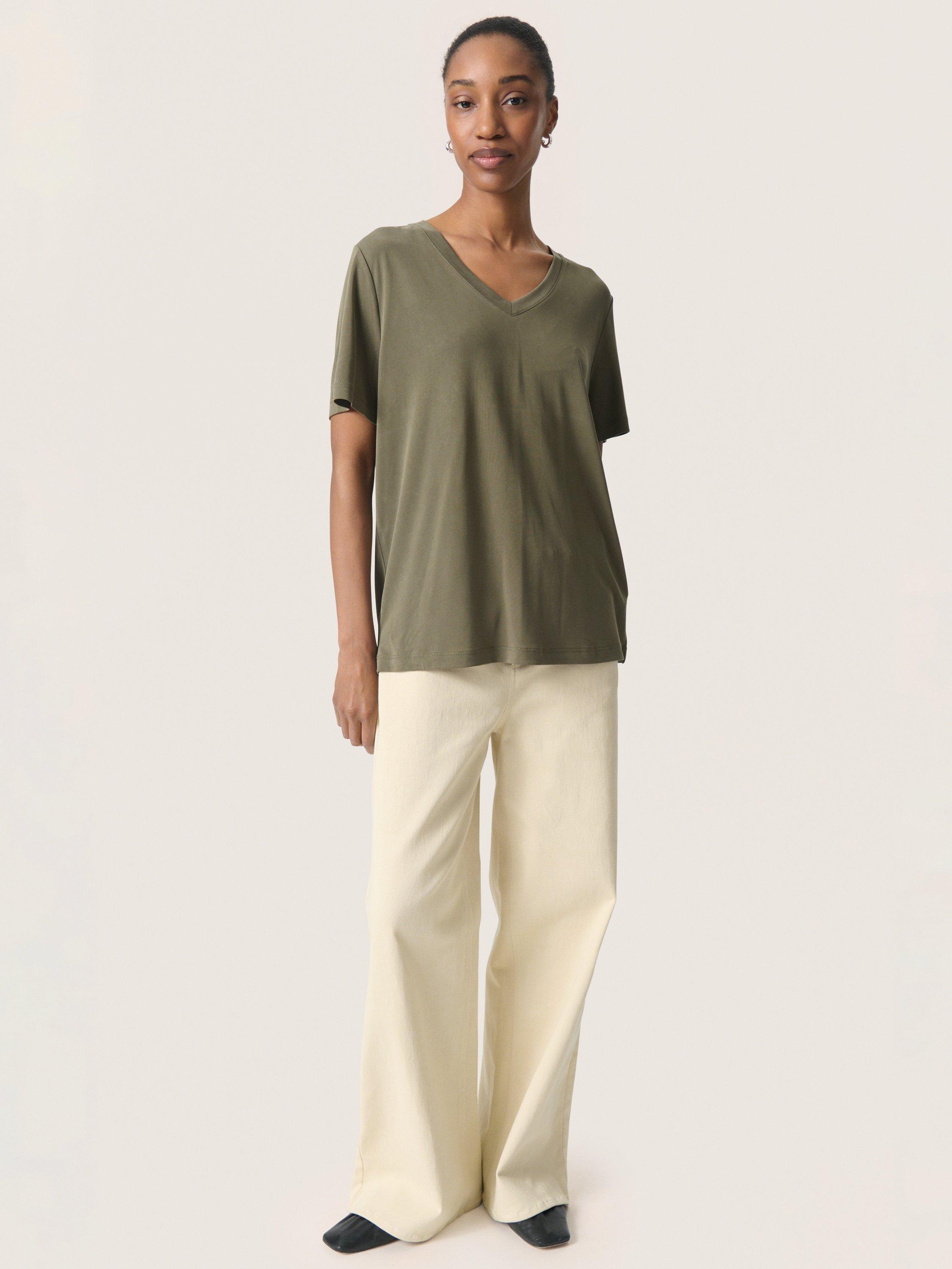Product image 3 of 6, which shows Soaked In Luxury Columbine T-Shirt, Mid Green, XS