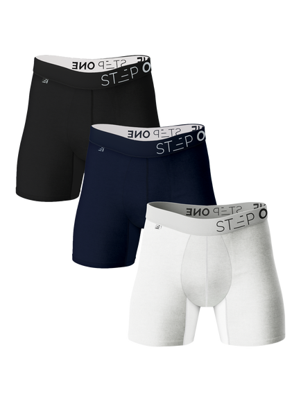 Step One Bamboo Boxer Briefs, Pack of 3, Multi/White, Multi/White