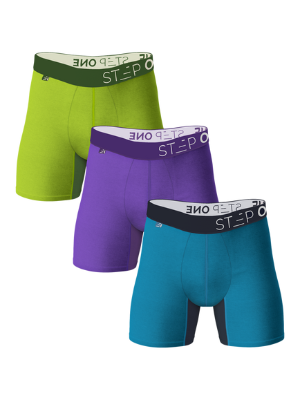 Step One Bamboo Boxer Briefs, Pack of 3, Purple Mid