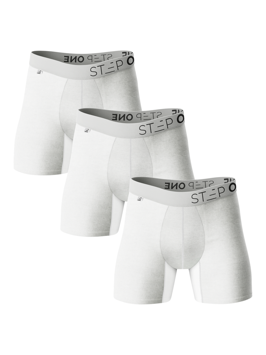 Product image 1 of 4, which shows Step One Bamboo Boxer Briefs, Pack of 3, White, S