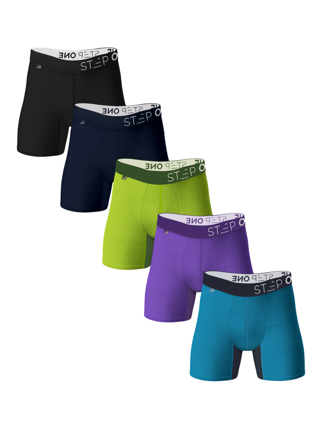 Product image 1 of 6, which shows Step One Bamboo Boxer Briefs, Pack of 5, Multi, S