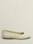 Hobbs Raina Woven Leather Ballerina Pumps, Chalk Beige