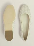 Hobbs Raina Woven Leather Ballerina Pumps, Chalk Beige