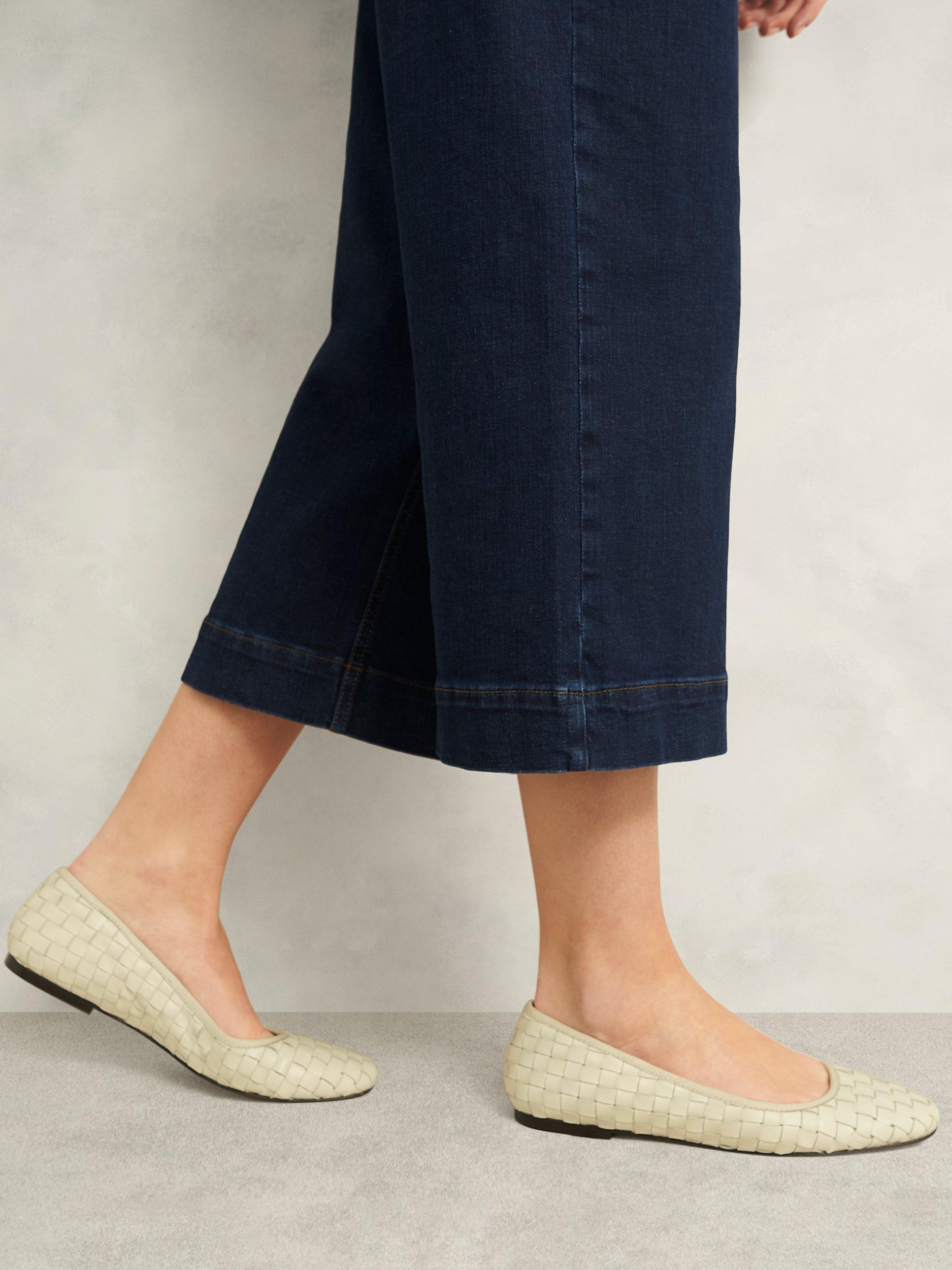 Product image 5 of 6, which shows Hobbs Raina Woven Leather Ballerina Pumps, Chalk Beige, 3