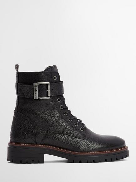 Barbour Heidi Leather Commando Boots, Black, Black
